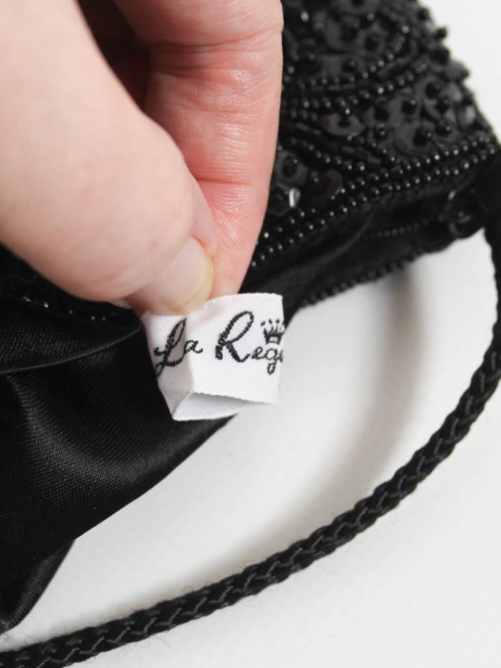 La Regale Black Beaded Sequin Crossbody Evening Bag Vintage - Picture 5 of 8